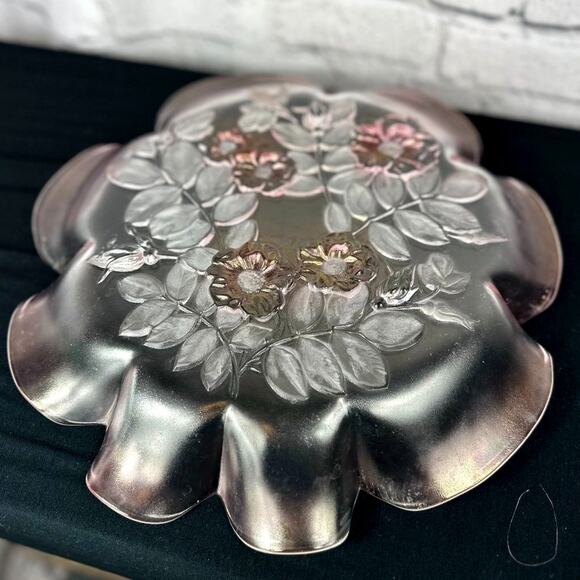 Vintage Mikasa Walther Crystal Rosella Pink Frosted Serving Platter - 13" - Picture 7 of 8